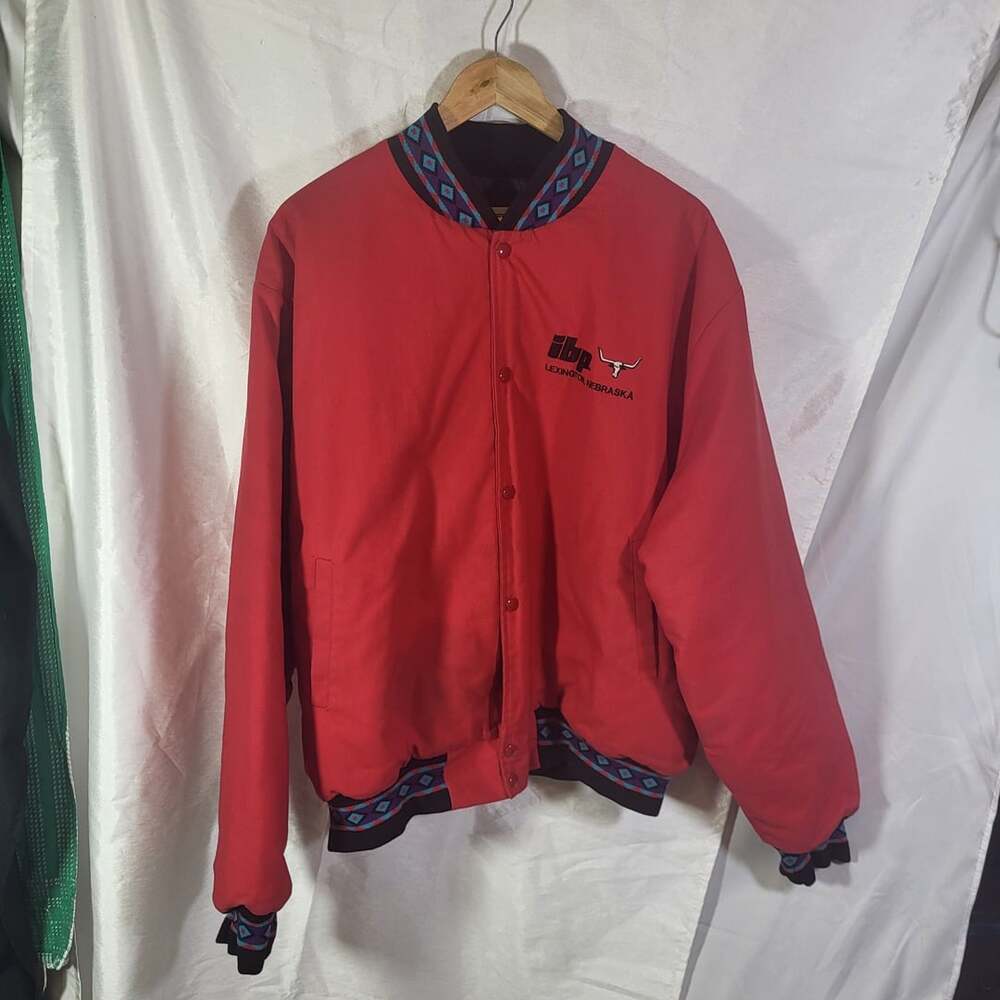 Taylor Bomber IBP Jacket Size XXL Red Aztec Southwestern Vintage USA